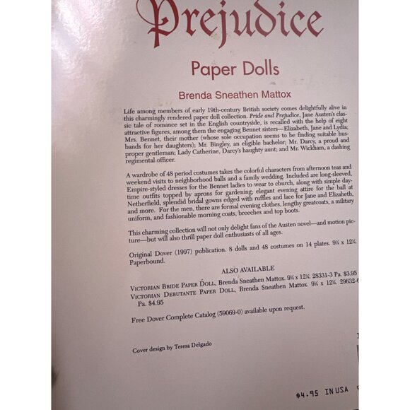 Pride & Prejudice Paper Dolls By Brenda Sneathen Mattox - Picture 5 of 5
